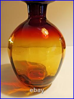 Vintage Rainbow Glass Amberina Tangerine Optic Decanter & Stopper 11 1/4 WV