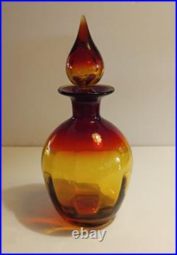 Vintage Rainbow Glass Amberina Tangerine Optic Decanter & Stopper 11 1/4 WV