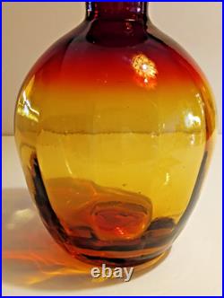 Vintage Rainbow Glass Amberina Tangerine Optic Decanter & Stopper 11 1/4 WV
