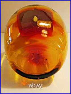 Vintage Rainbow Glass Amberina Tangerine Optic Decanter & Stopper 11 1/4 WV