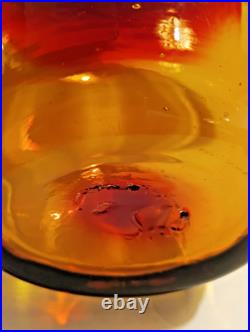 Vintage Rainbow Glass Amberina Tangerine Optic Decanter & Stopper 11 1/4 WV