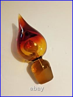 Vintage Rainbow Glass Amberina Tangerine Optic Decanter & Stopper 11 1/4 WV