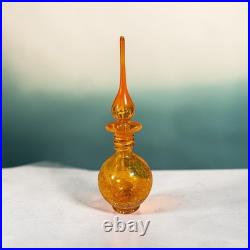 Vintage Rainbow Glass Art Decanter Orange 1960s Hand Blown Colorful Studio Glass