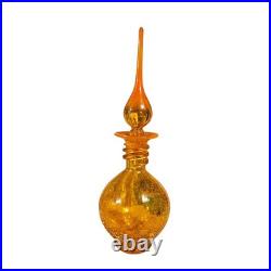 Vintage Rainbow Glass Art Decanter Orange 1960s Hand Blown Colorful Studio Glass