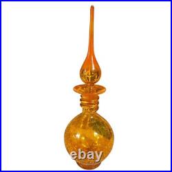 Vintage Rainbow Glass Art Decanter Orange 1960s Hand Blown Colorful Studio Glass