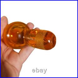 Vintage Rainbow Glass Art Decanter Orange 1960s Hand Blown Colorful Studio Glass