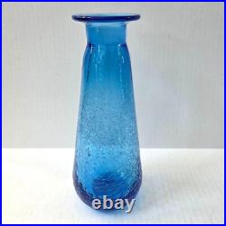Vintage Rainbow Glass Blue Crackle Decanter Bottle Flame Stopper MCM 17.5 READ Vintage Rainbow Glass Blue Crackle Decanter Bottle Flame Stopper MCM 17.5 READ