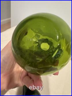 Vintage Rainbow Glass Decanter #308 Green With Stopper Filigree Mid Century Mod