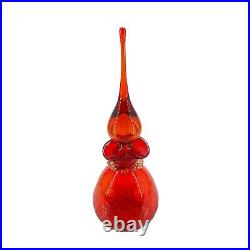 Vintage Rainbow Glass Decanter Crackle Amberina Large Flame Teardrop Stopper