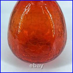 Vintage Rainbow Glass Decanter Crackle Amberina Large Flame Teardrop Stopper