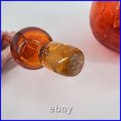 Vintage Rainbow Glass Decanter Crackle Amberina Large Flame Teardrop Stopper