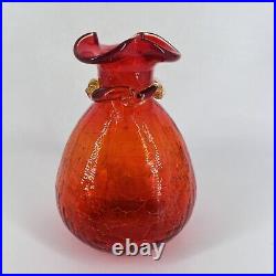 Vintage Rainbow Glass Decanter Crackle Amberina Large Flame Teardrop Stopper