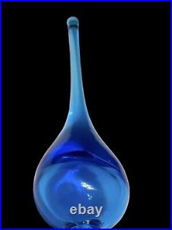 Vintage Rainbow Glass Empoli Blenko Blue Decanter Stopper Stopper Only 8