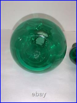 Vintage Rainbow Glass Green Small Apothecary Decanter Bottle EC