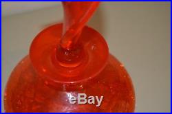 Vintage Rainbow Glass Sprinkling Red Amberina Crackle and Flame Stopper Decanter