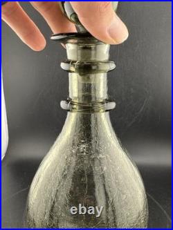 Vintage Rainbow Glass Very Rare Smoke Decanter Genie Bottle Applied Twirl Read