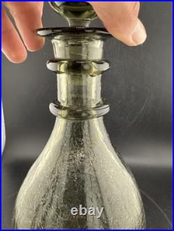 Vintage Rainbow Glass Very Rare Smoke Decanter Genie Bottle Applied Twirl Read