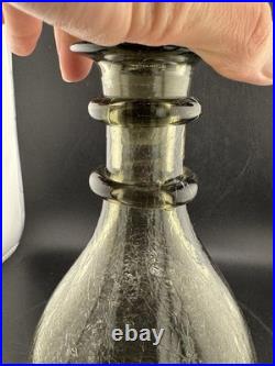 Vintage Rainbow Glass Very Rare Smoke Decanter Genie Bottle Applied Twirl Read