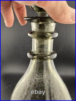 Vintage Rainbow Glass Very Rare Smoke Decanter Genie Bottle Applied Twirl Read