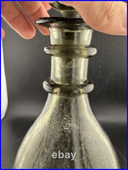 Vintage Rainbow Glass Very Rare Smoke Decanter Genie Bottle Applied Twirl Read