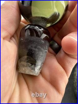 Vintage Rainbow Glass Very Rare Smoke Decanter Genie Bottle Applied Twirl Read