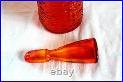 Vintage Rainbow ribbed Glass Mid-Century 1960s Tangerine Decanter