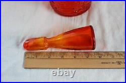 Vintage Rainbow ribbed Glass Mid-Century 1960s Tangerine Decanter