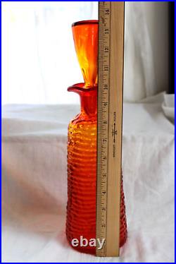 Vintage Rainbow ribbed Glass Mid-Century 1960s Tangerine Decanter