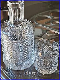 Vintage Ralph Lauren Herringbone Crystal Carafe And Tumbler Set Signed