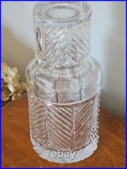 Vintage Ralph Lauren Herringbone Crystal Carafe And Tumbler Set Signed