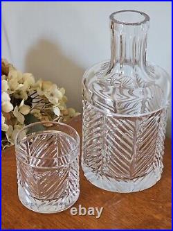 Vintage Ralph Lauren Herringbone Crystal Carafe And Tumbler Set Signed