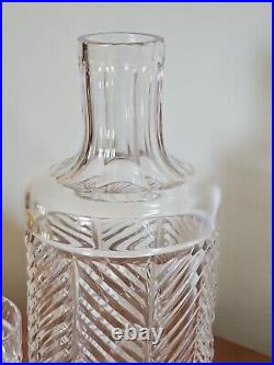 Vintage Ralph Lauren Herringbone Crystal Carafe And Tumbler Set Signed