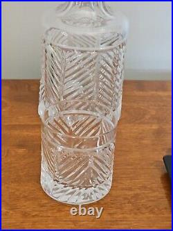 Vintage Ralph Lauren Herringbone Crystal Carafe And Tumbler Set Signed