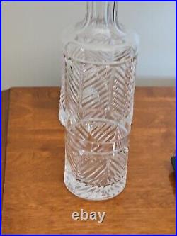 Vintage Ralph Lauren Herringbone Crystal Carafe And Tumbler Set Signed