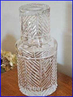 Vintage Ralph Lauren Herringbone Crystal Carafe And Tumbler Set Signed