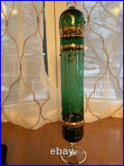 Vintage Rare Italian Venetian Green & Gold Glass Decanter With Cover 16