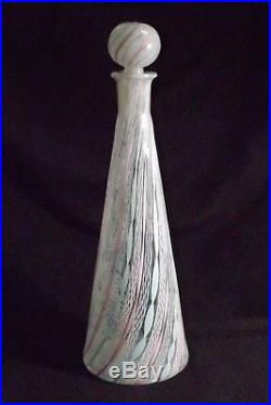 Vintage Rare Murano Art Glass 3 Color 14½ H Latticino F. TOSO Decanter