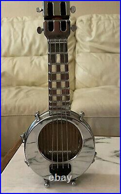 Vintage Rare Musical Banjo Decanter Chromed Mid Century Made In Japan 13 Works