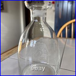 Vintage Rare U. S Olympic Skiing Etched Glass Decanter 7 1/2