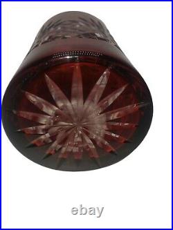 Vintage Red Cut To Clear Glass Decanter Bottle