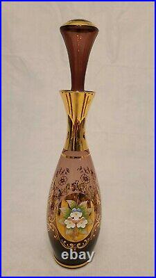 Vintage Red Murano Glass Decanter Set Handmade in Murano, Italy with24kt Gold