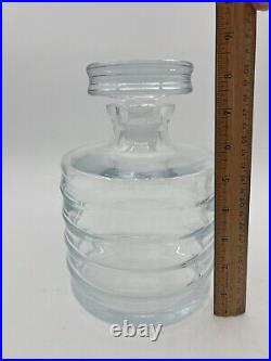 Vintage Ribbed Glass Decanter Hand Blown Clear Barware Portugal