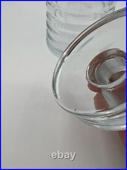 Vintage Ribbed Glass Decanter Tall Hand Blown Round Clear Barware Portugal