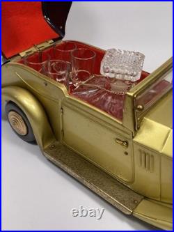 Vintage Rolls Royce Convertible Barware Set Music Box and Decanter 4 Glasses