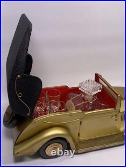 Vintage Rolls Royce Convertible Barware Set Music Box and Decanter 4 Glasses