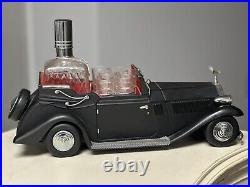 Vintage Rolls Royce Music Box Tantalus Decanter with 6 Liquor Shot Glasses WORKS