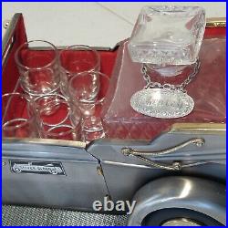 Vintage Rolls Royce Silver Cloud Decanter And Shot Glasses With Music Box