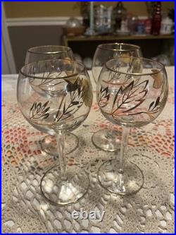 Vintage Romanian Bohemian Hand-Painted Butterfly & Pansy Glass Decanter Set