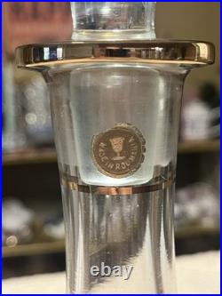 Vintage Romanian Bohemian Hand-Painted Butterfly & Pansy Glass Decanter Set