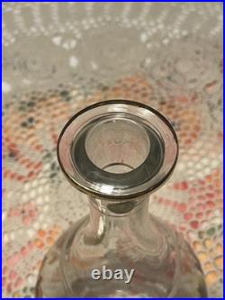 Vintage Romanian Bohemian Hand-Painted Butterfly & Pansy Glass Decanter Set